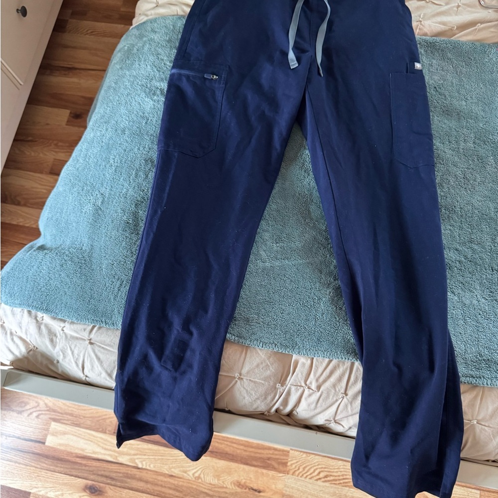 Wear Figs Navy Blue Scrub Straight Leg Pants